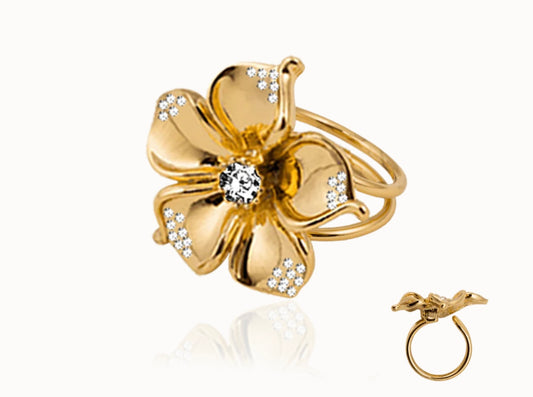 La fleur crystal ring - guld