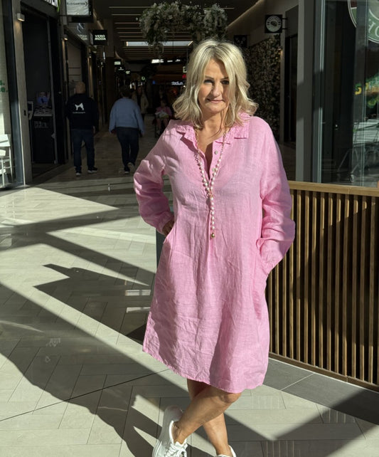 Linneklänning mira rosa