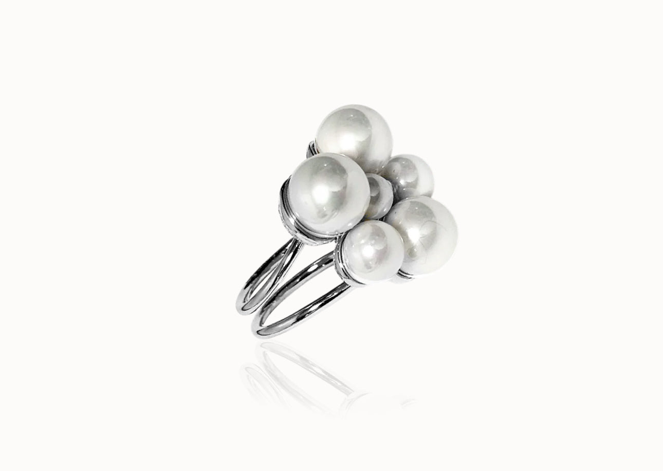 Berry pearl maxi ring - silver