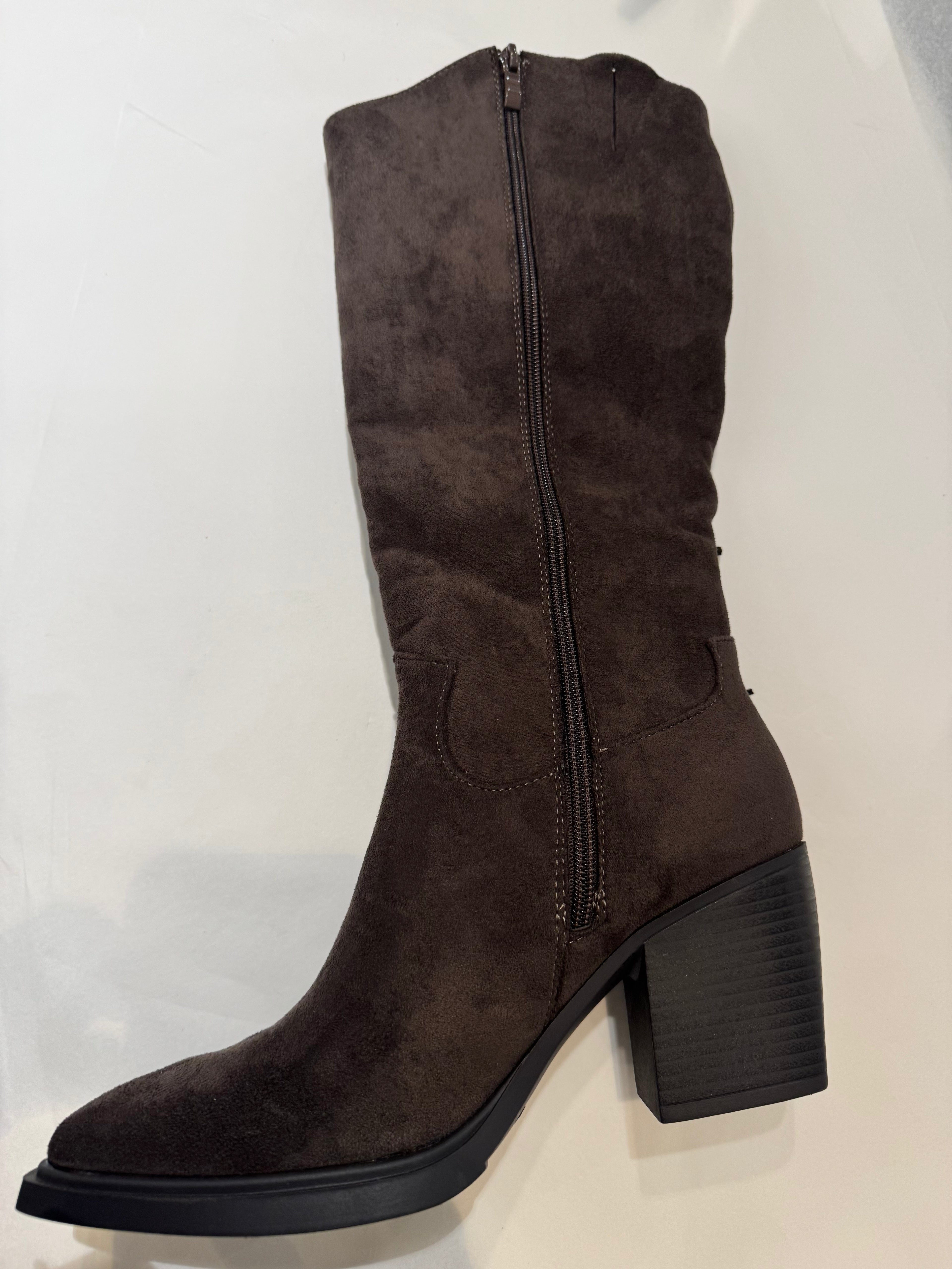 Fringe boots - brown "suede"