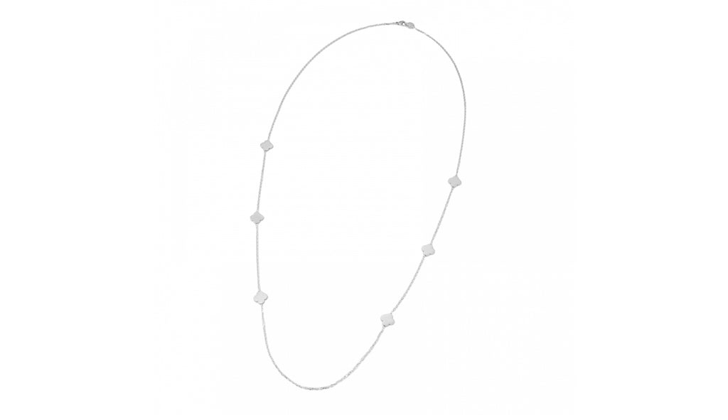 CLOVER PLAIN LONG NECKLACE SILVER