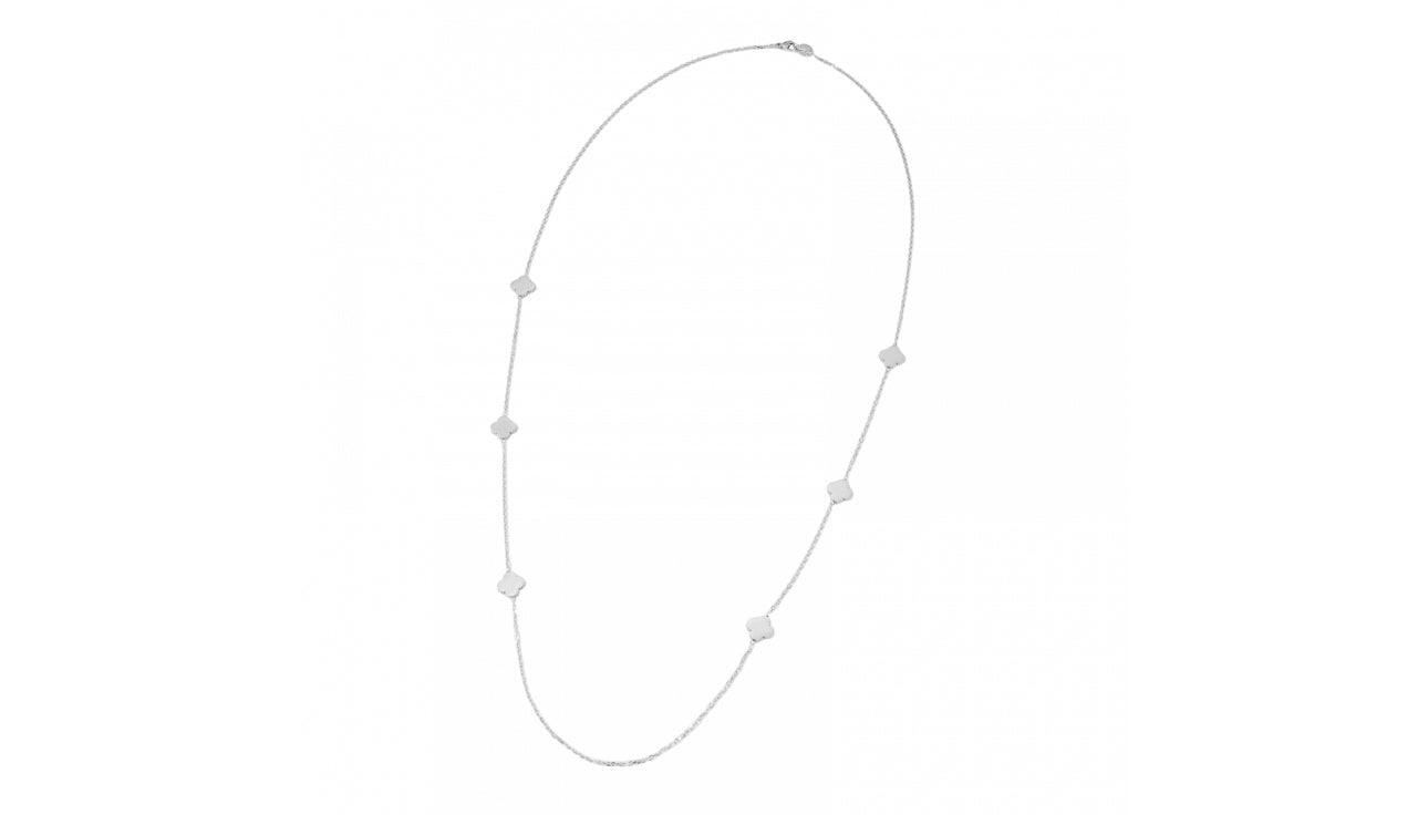 CLOVER PLAIN LONG NECKLACE SILVER