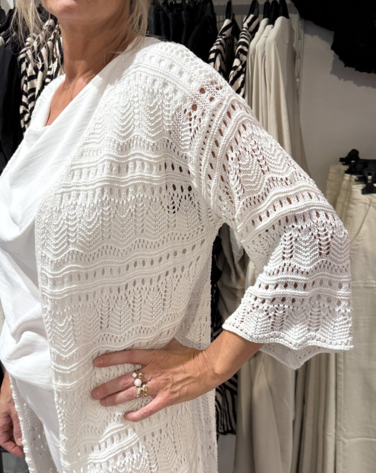 Virkad kaftan vit