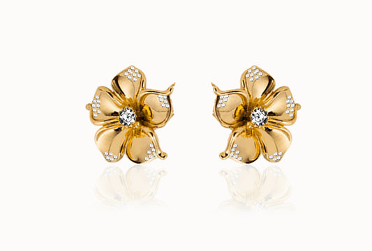 La fleur crystal earrings- guld