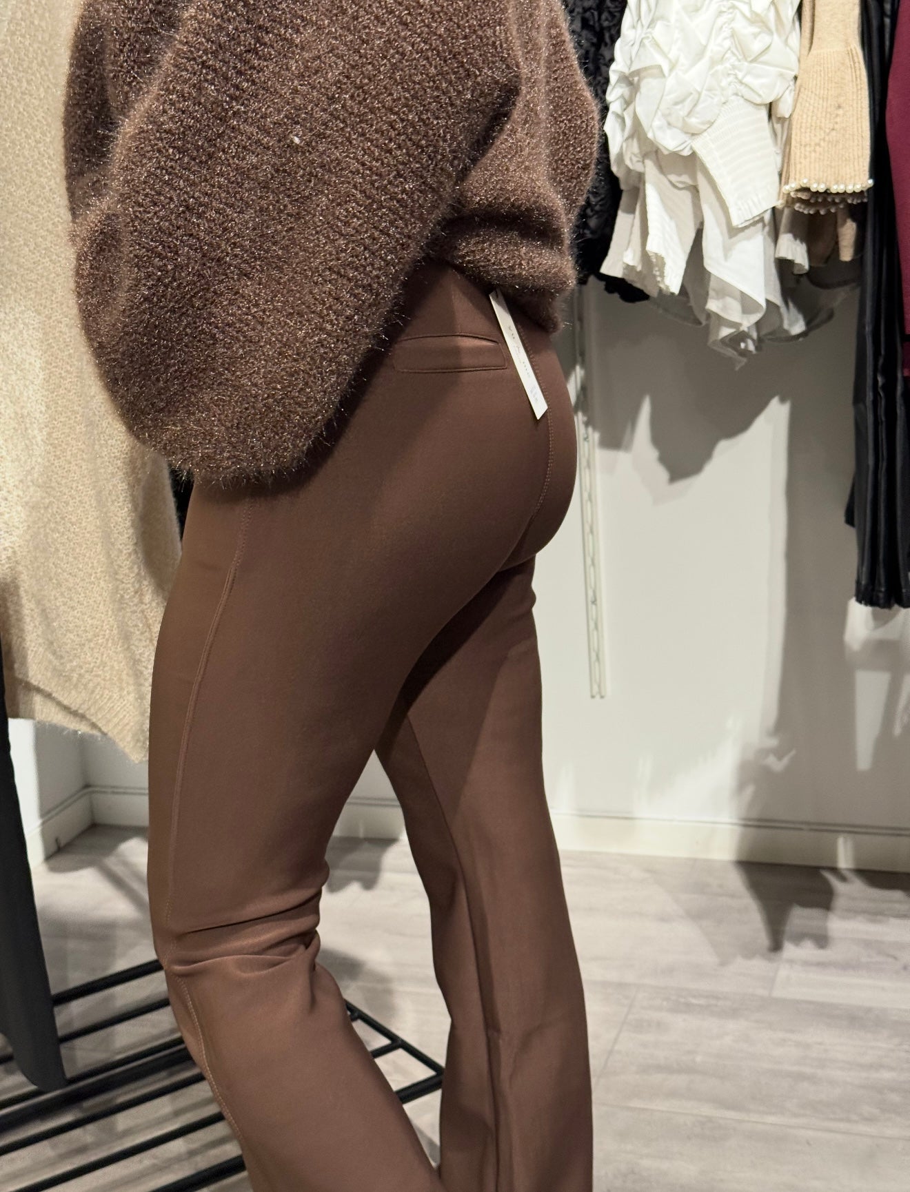 Mjukis kostymbyxa bootcut skärp Brun