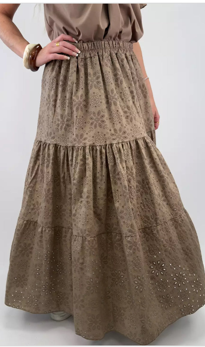 Cut-out maxi skirt brun