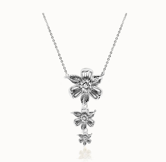 Sakura necklace- silver