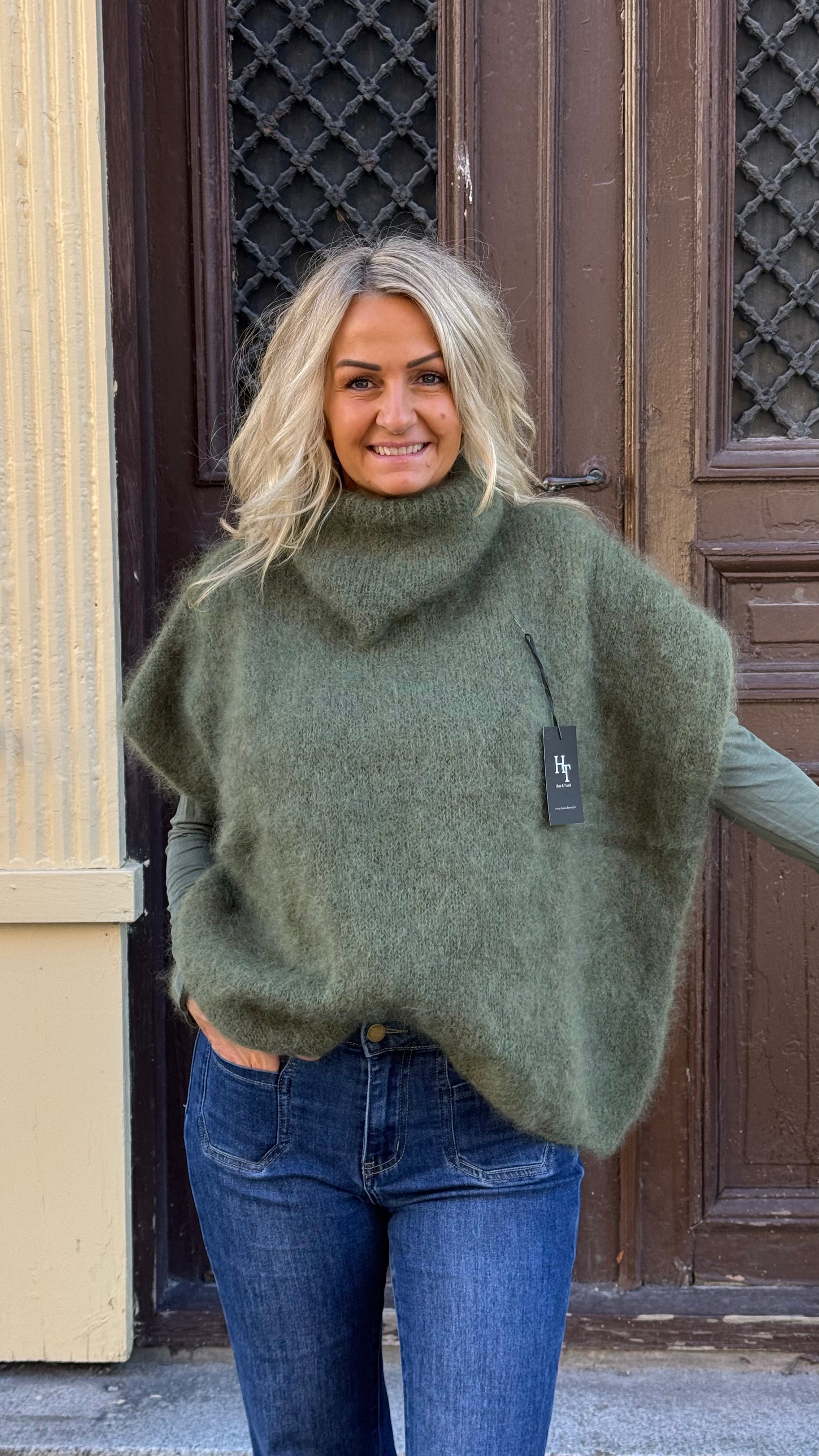 MOHAIR POLO - FOREST GREEN