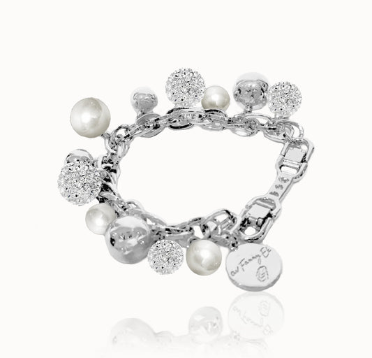 Berry pearl crystal bracelet - silver