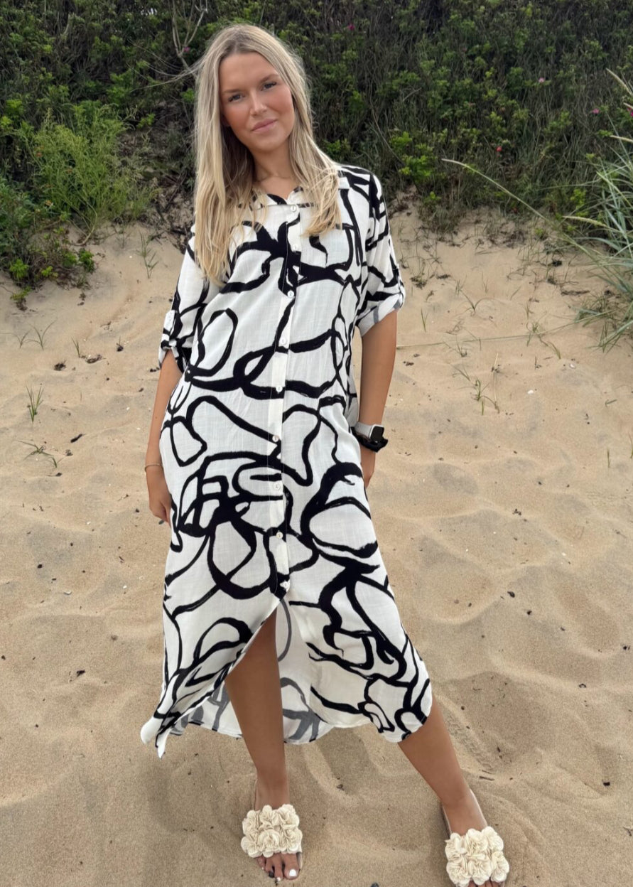 Marena dress vit/svart