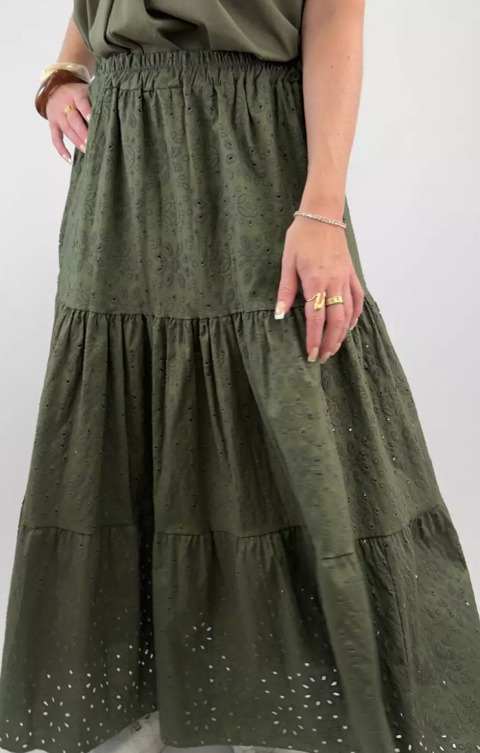 Cut-out maxi skirt grön