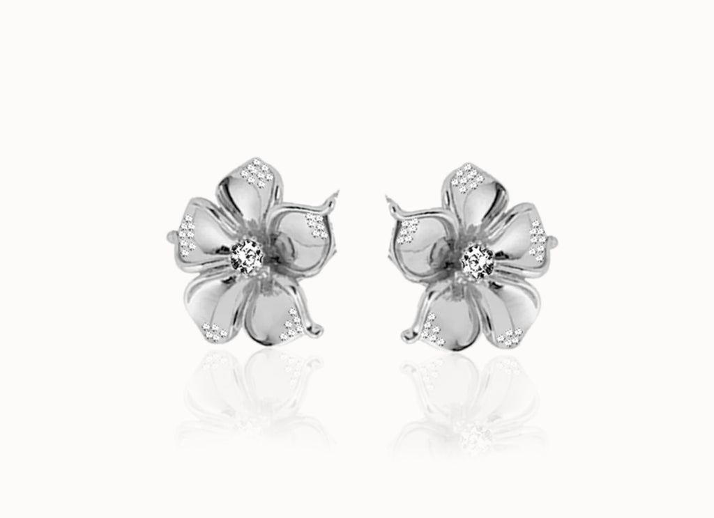 La fleur crystal earrings - silver