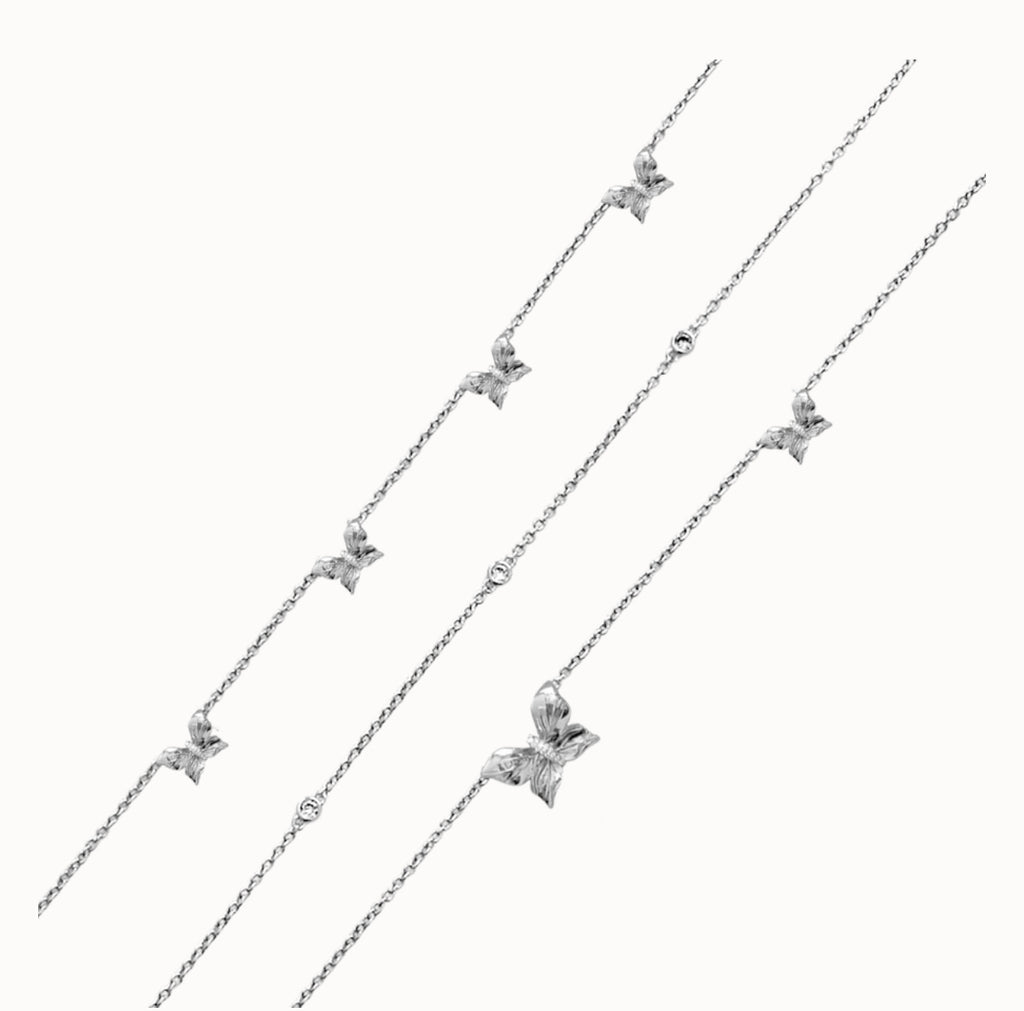 Papillon crystal multi necklace - silver