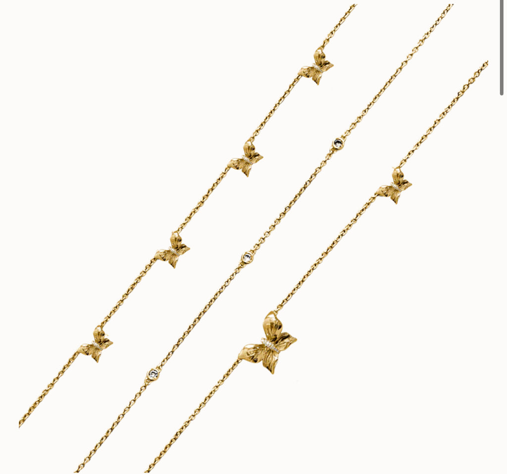 Papillon crystal multi necklace - guld
