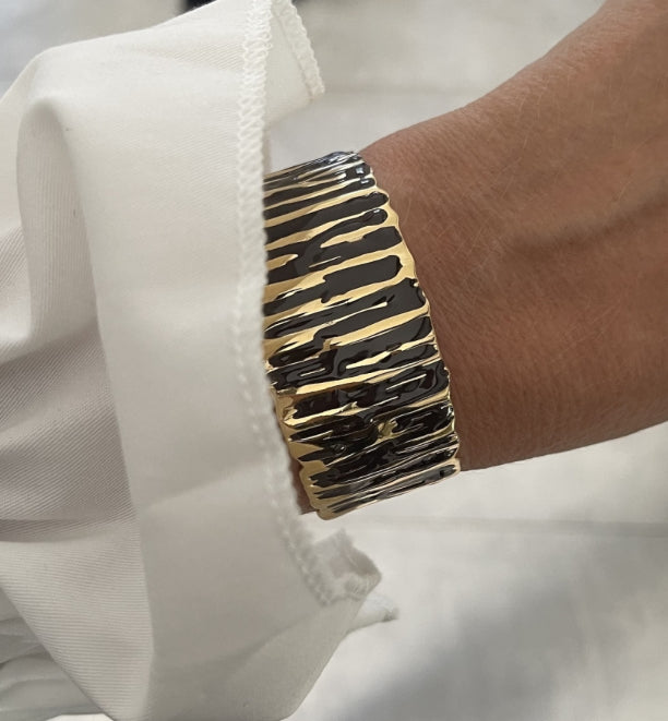 BLAKE ENAMEL BANGLE BROWN/GOLD