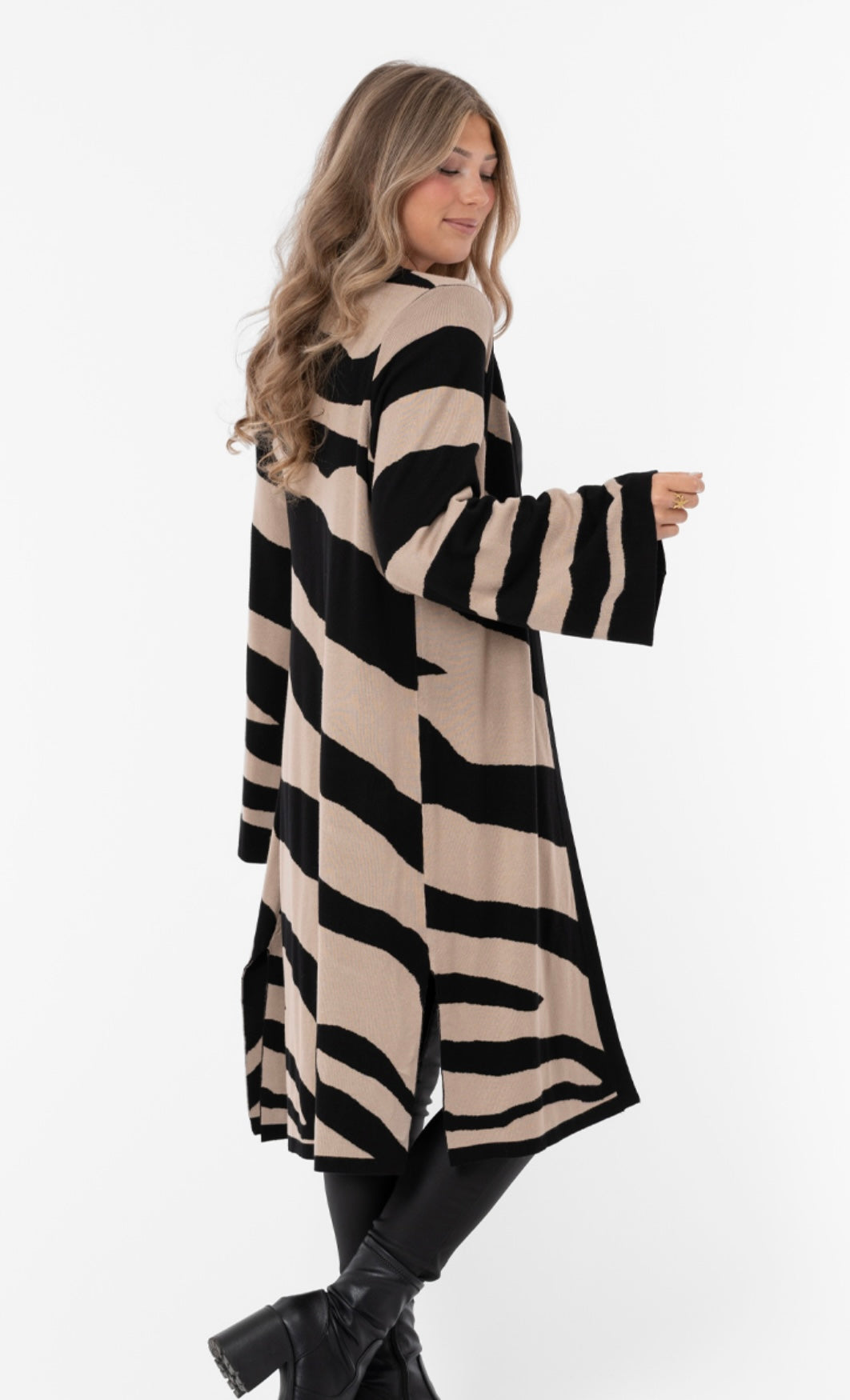 Kofta zebra svart/beige