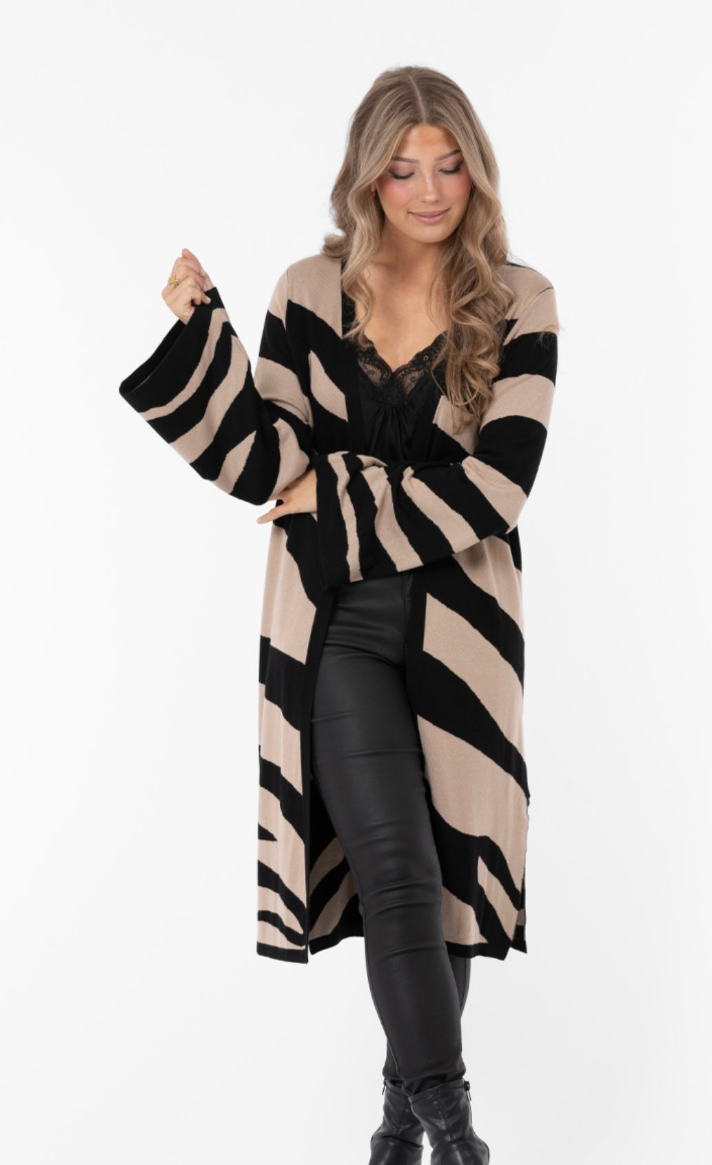 Kofta zebra svart/beige