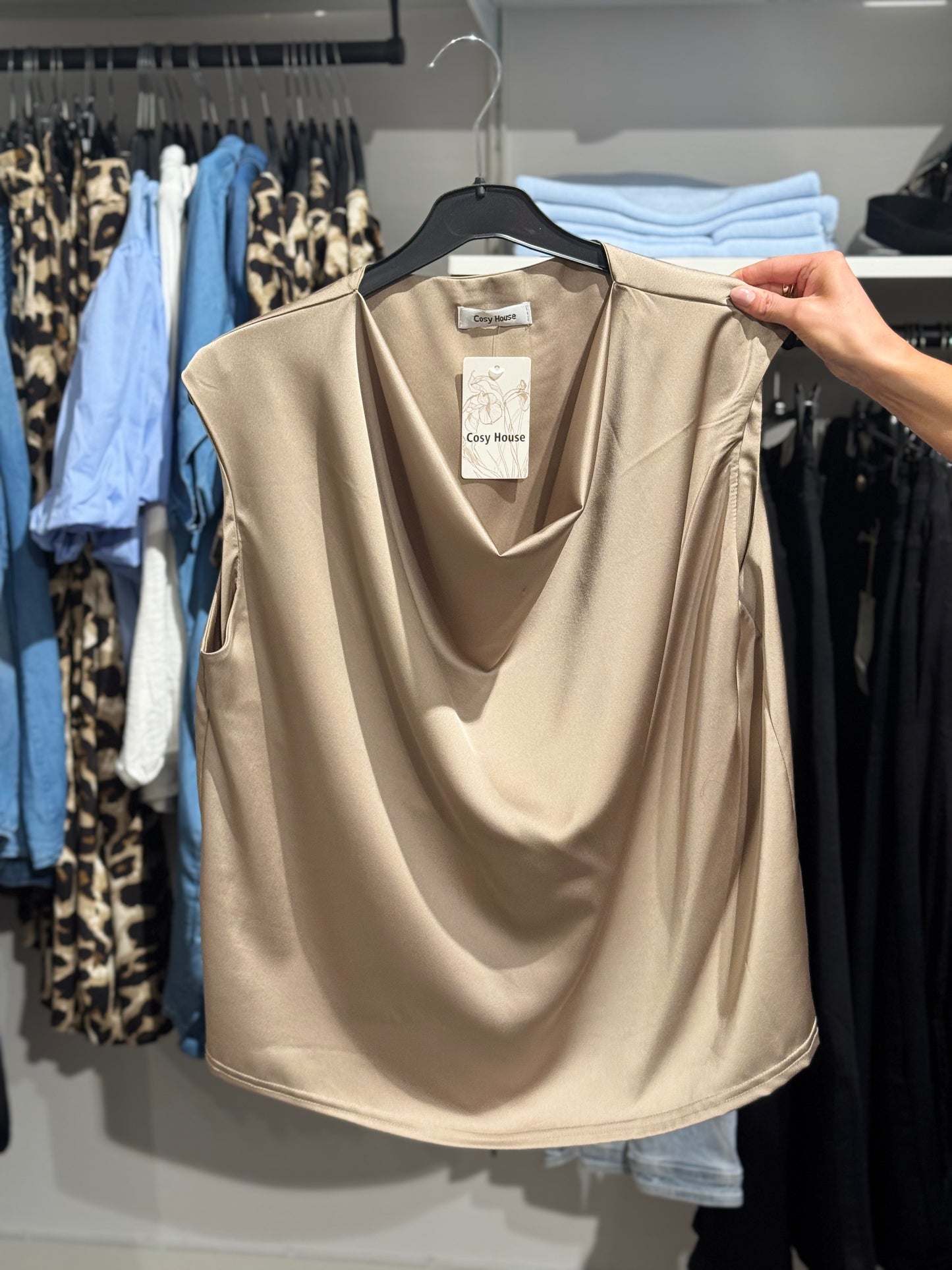 Drape top blank taupe