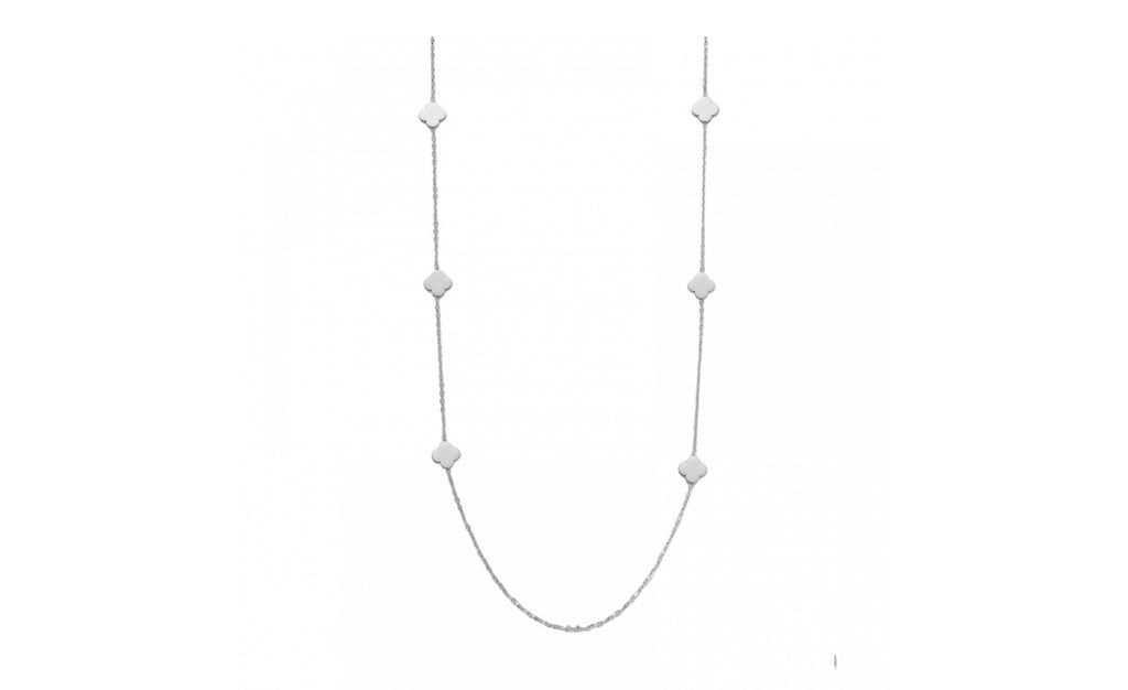 CLOVER PLAIN LONG NECKLACE SILVER