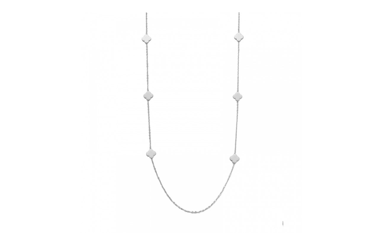 CLOVER PLAIN LONG NECKLACE SILVER