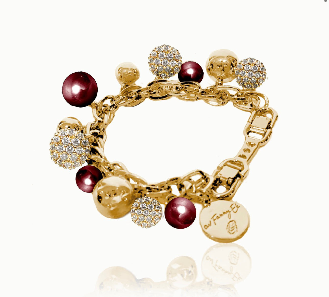 BERRY PEARL SPARKLE BRACELET - WINE RED