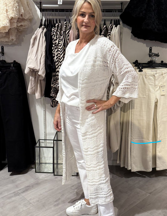 Virkad kaftan vit
