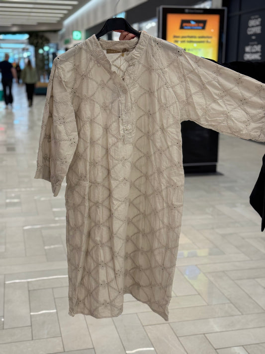Annica broderad tunika beige