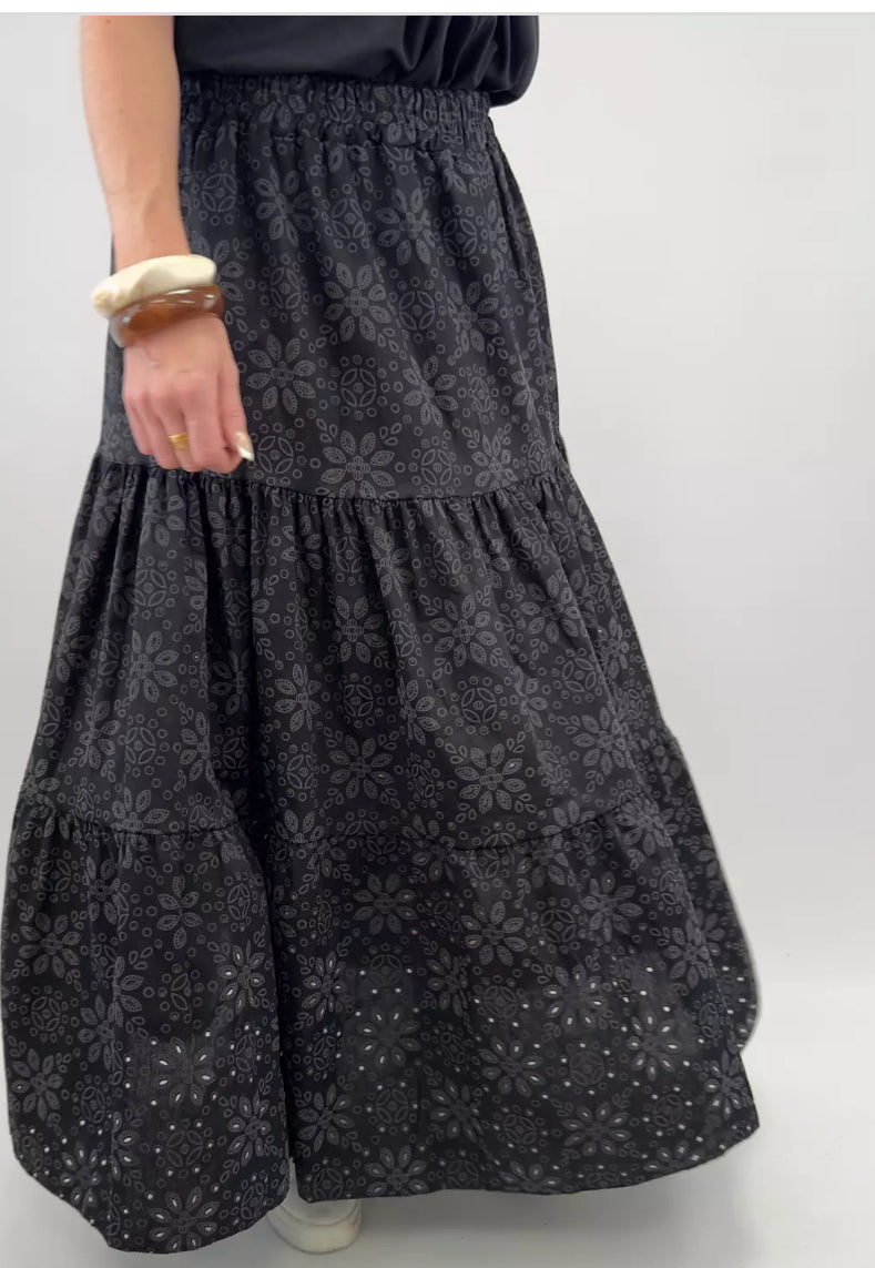 Cut-out maxi skirt svart
