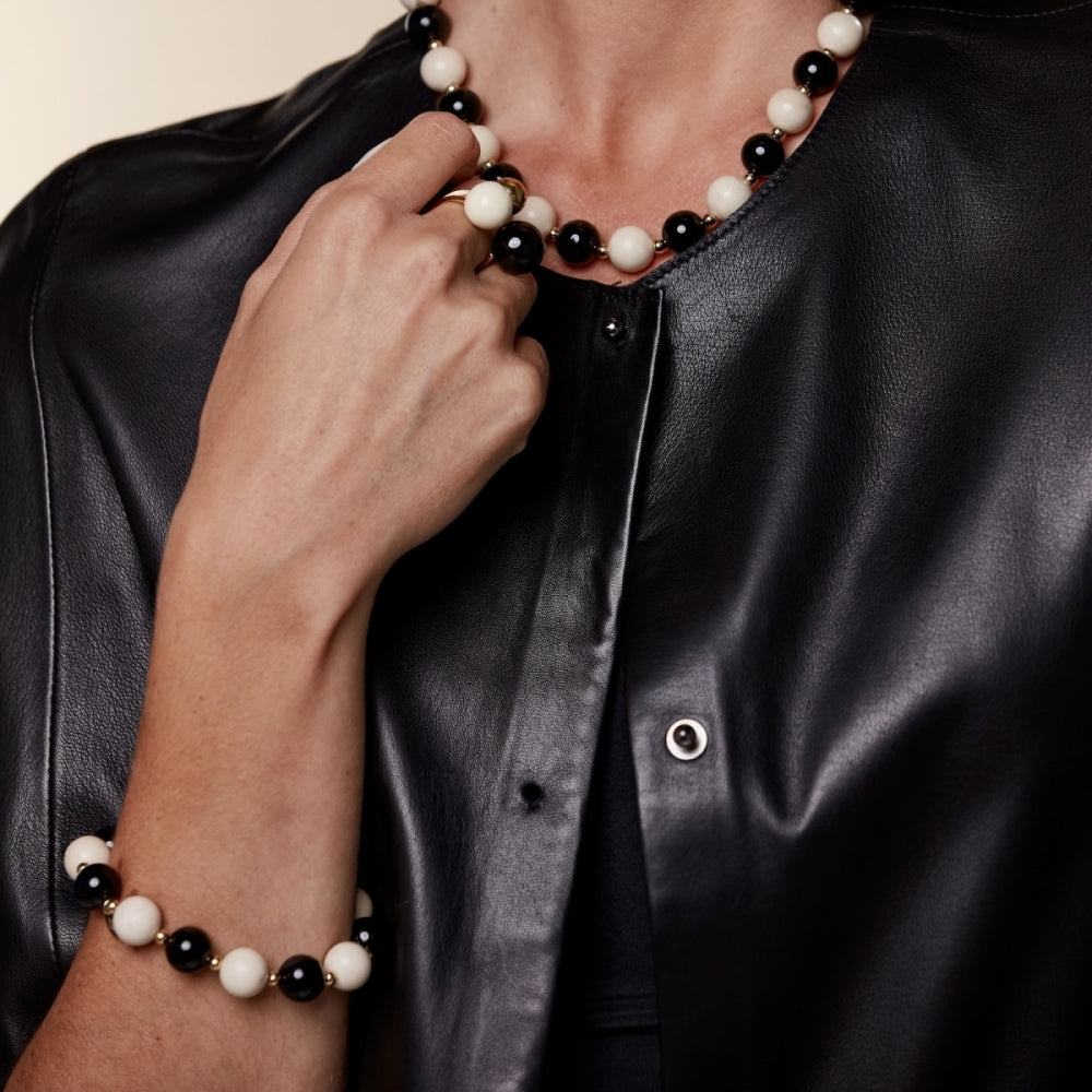 KELLY BRACELET IVORY/BLACK/GOLD
