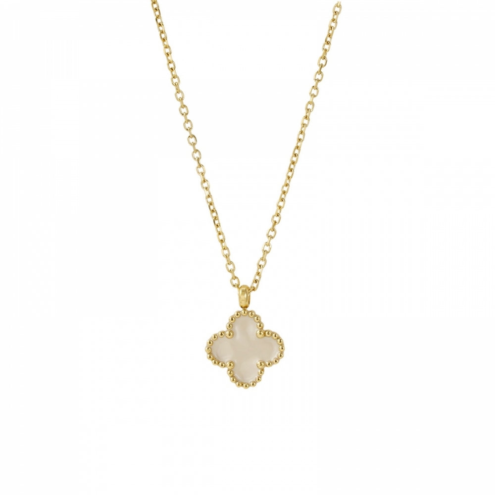 CLOVER ENAMEL NECKLACE IVORY/GOLD
