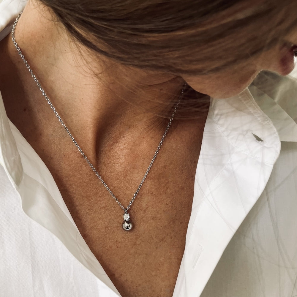 STELLA BEAD NECKLACE SILVER