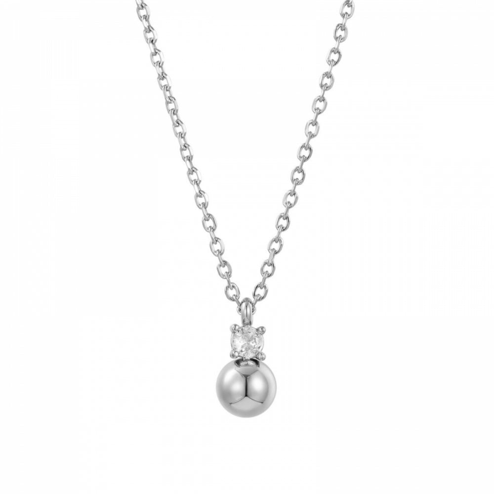 STELLA BEAD LONG NECKLACE SILVER