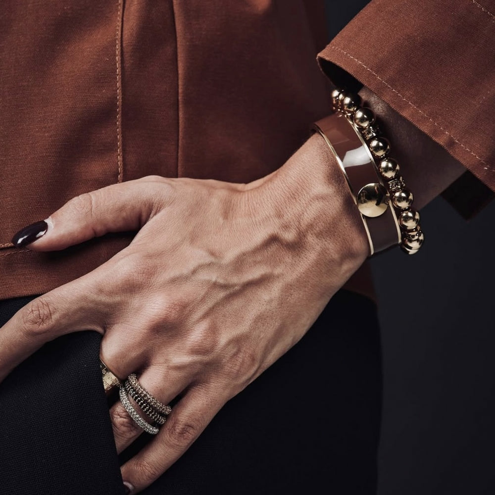 CAPRI ENAMEL LARGE BRACELET BROWN/GOLD