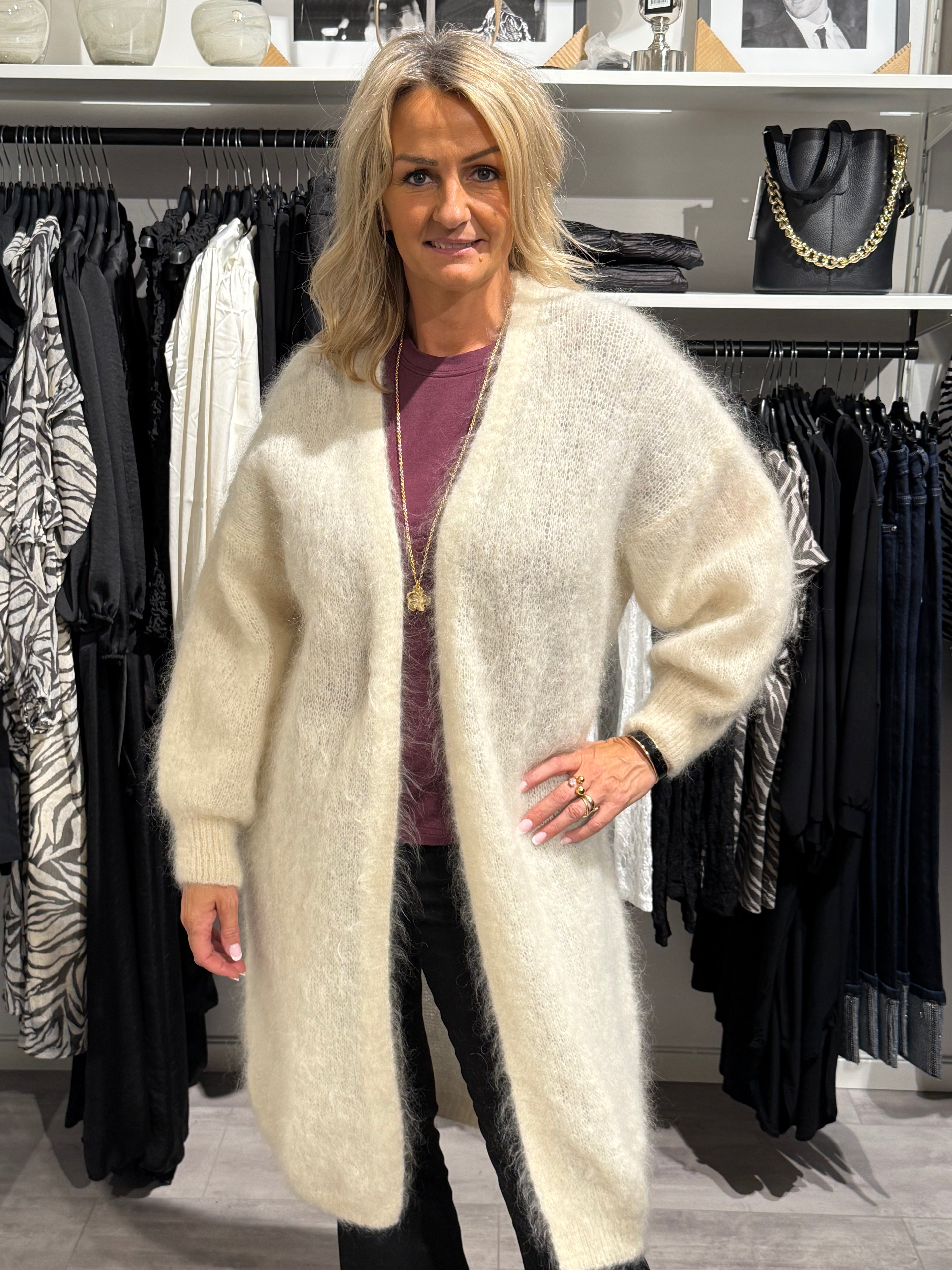 Mohair kofta - krämvit