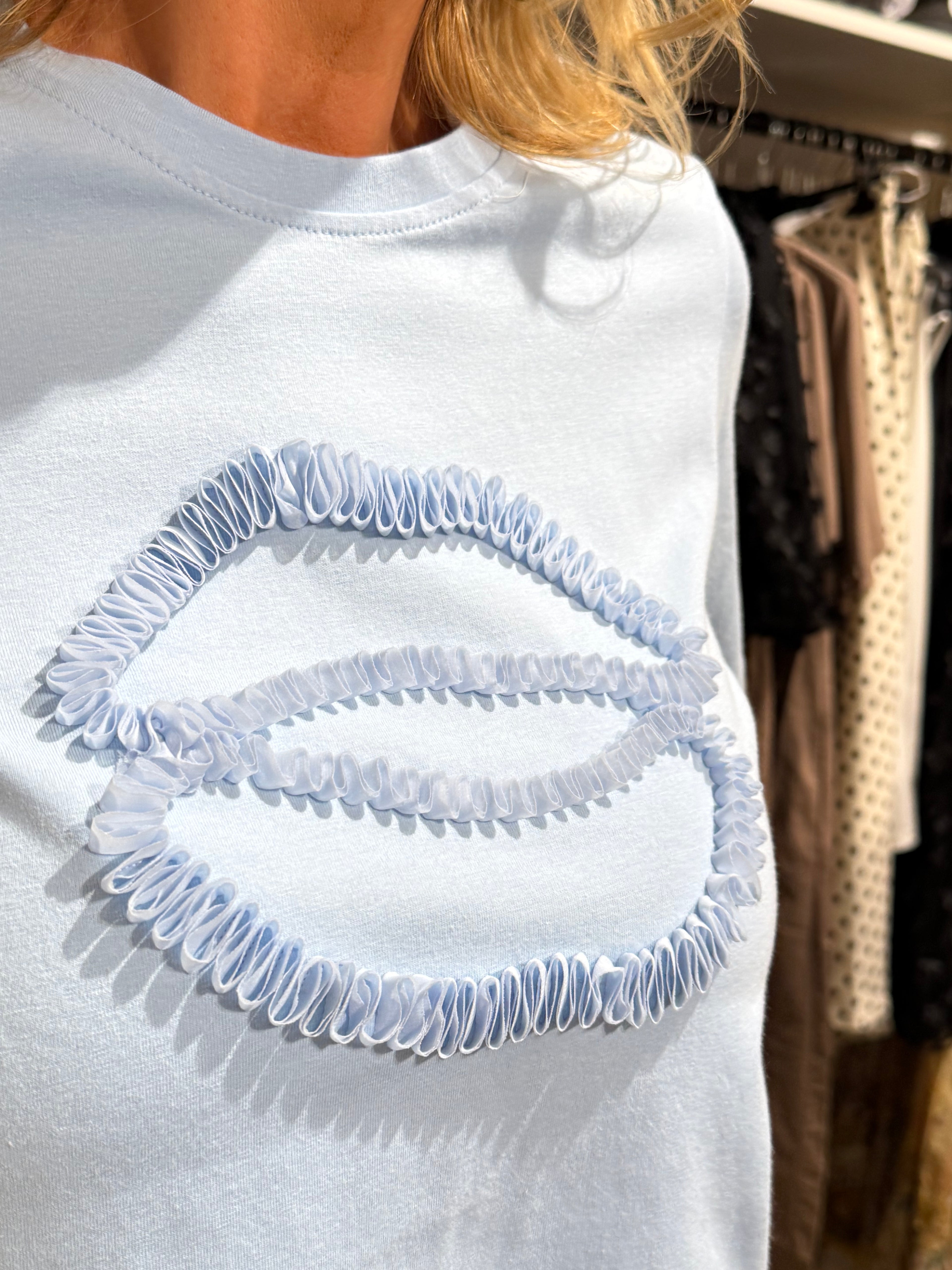 Läpp T-shirt ljusblå
