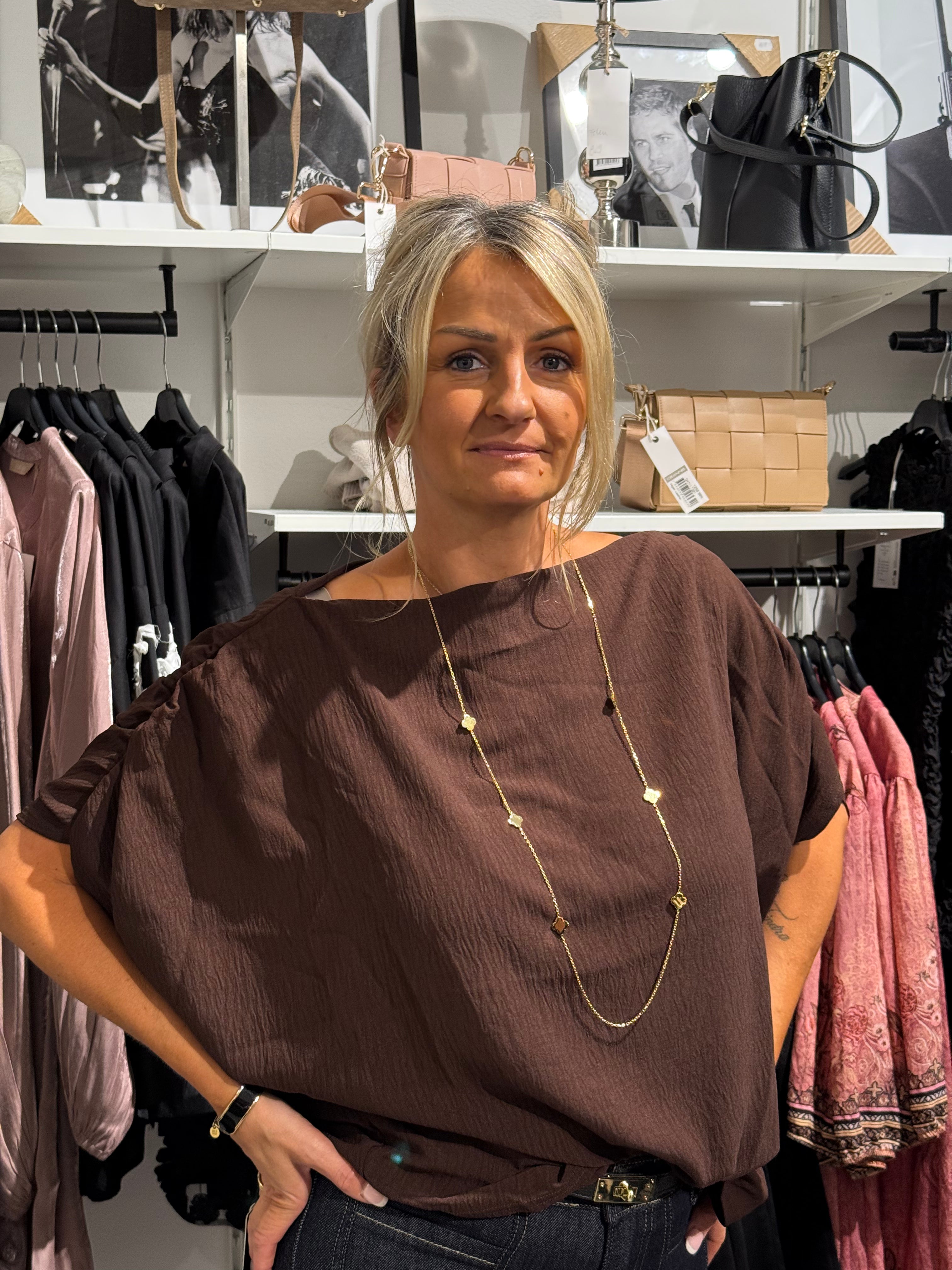 Off-shoulder top - brown