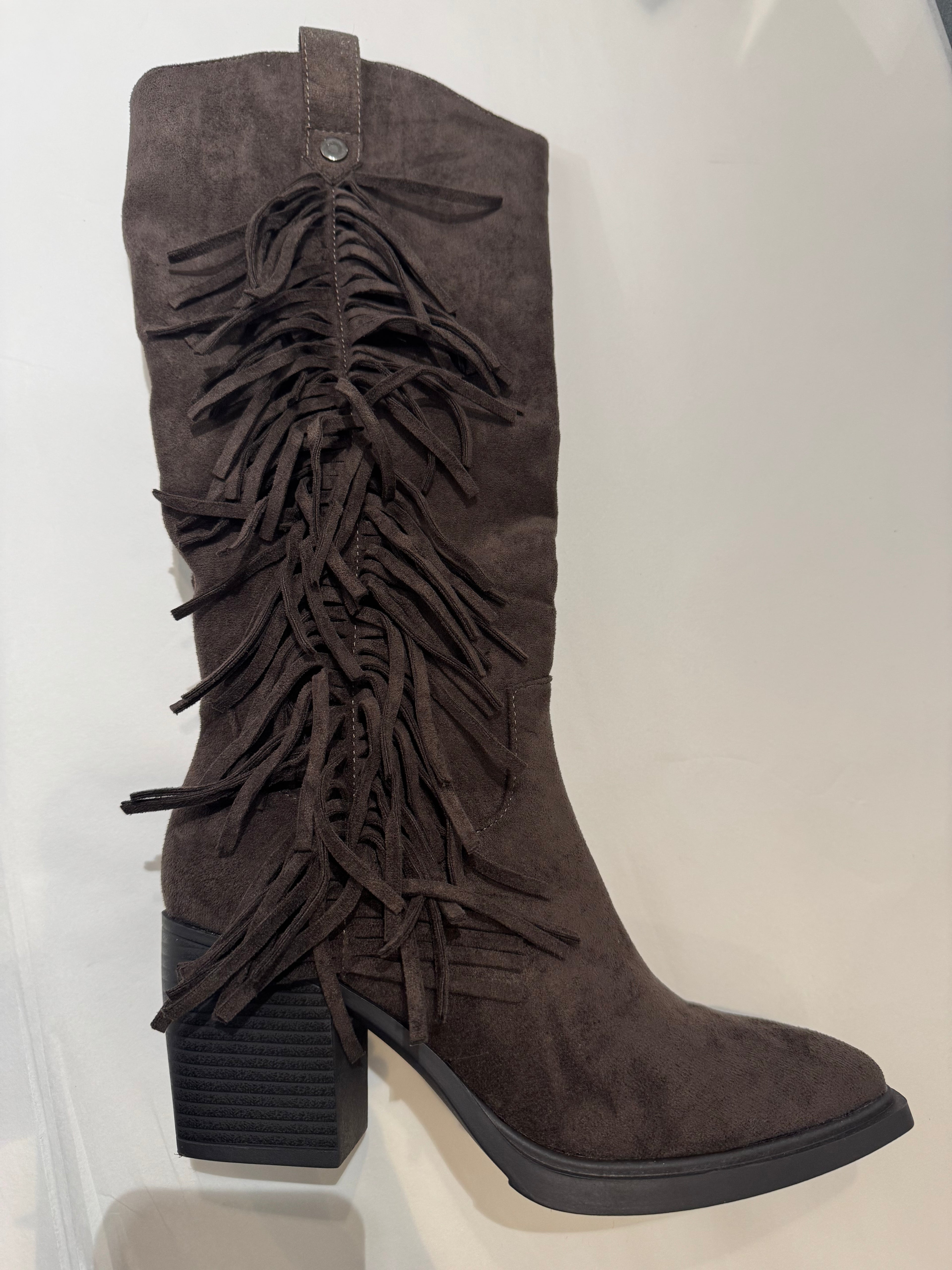 Fringe boots - brown "suede"