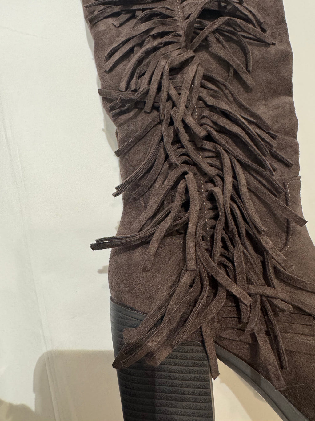 Fringe boots - brown "suede"