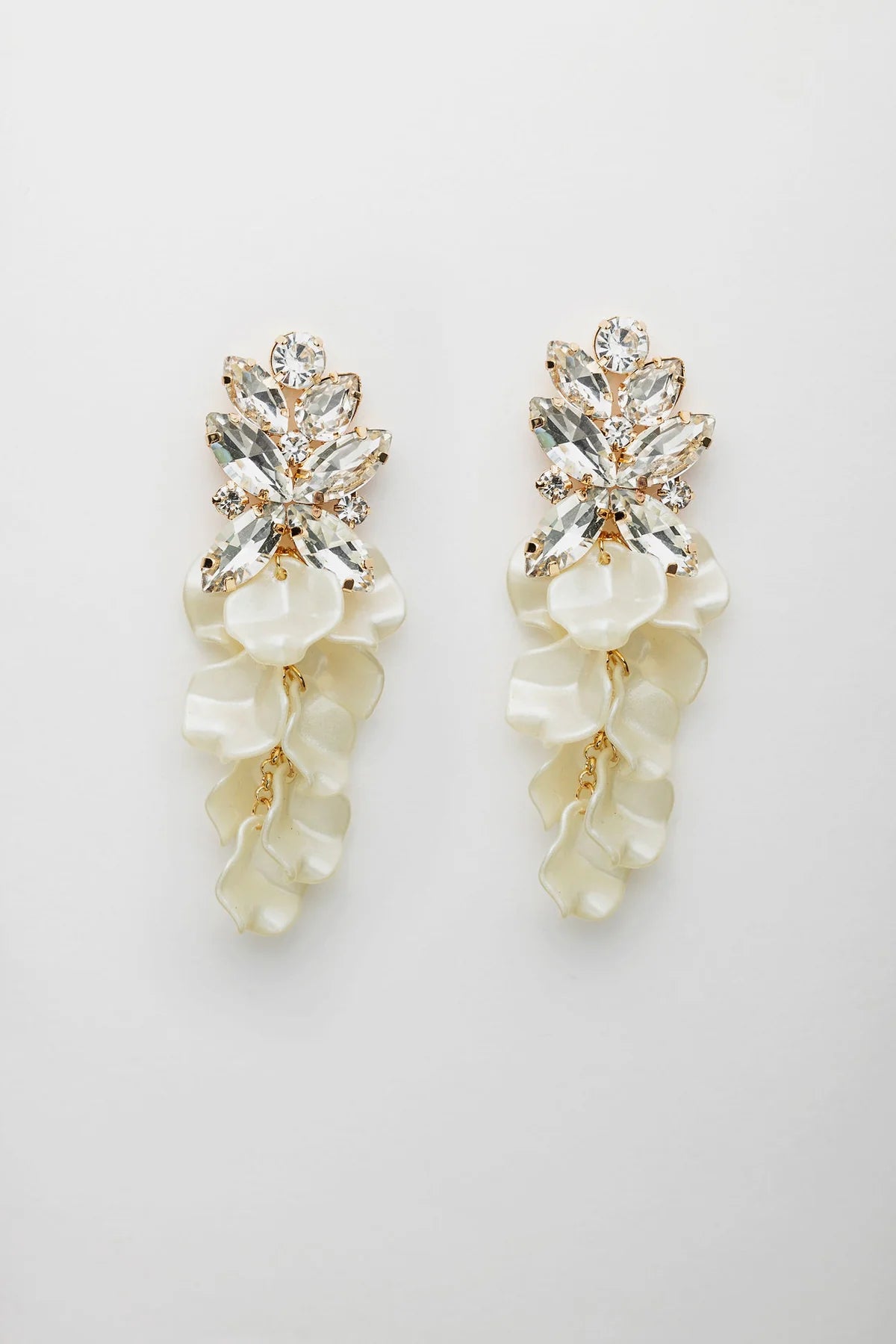 LEAF BIG STONE EARRINGS OFFWHITE