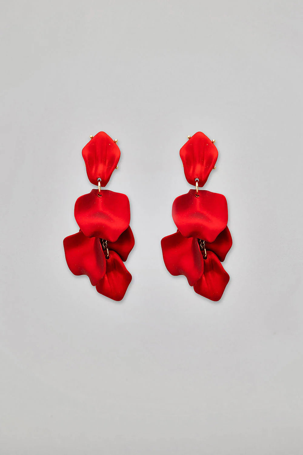 LEAF EARRINGS METALLIC WINE RED