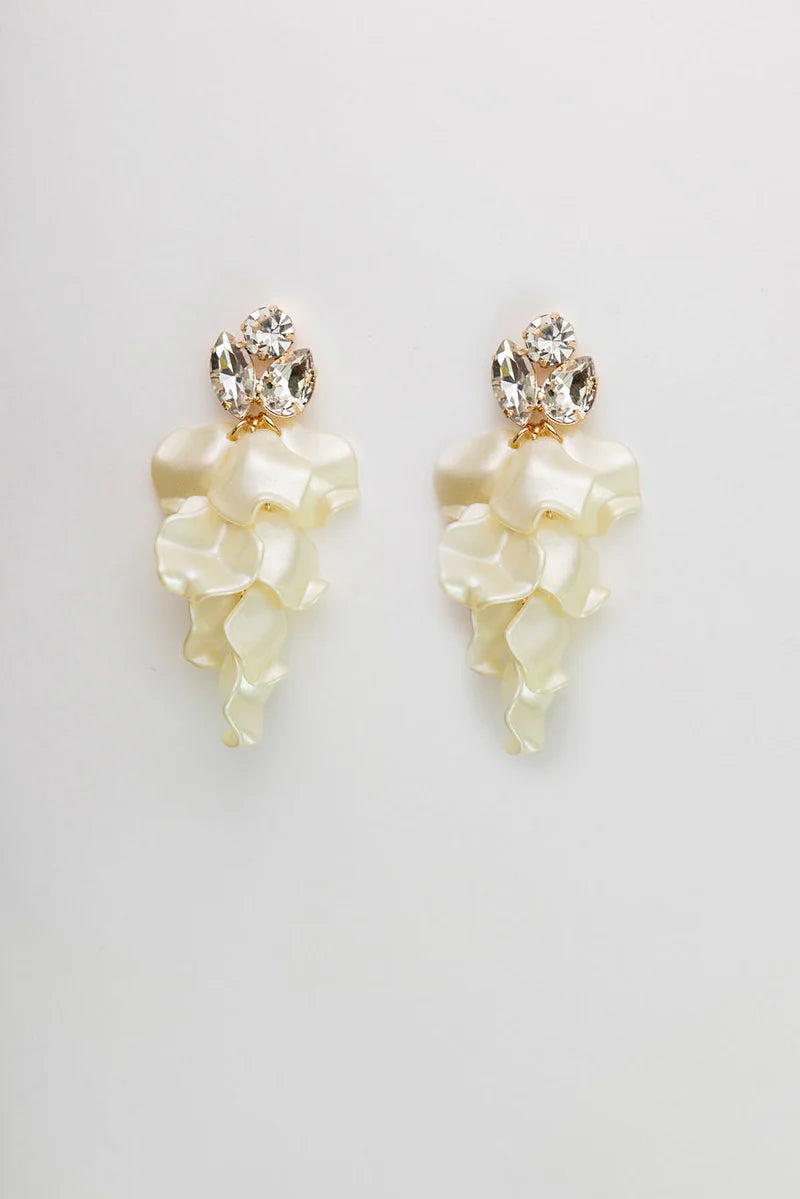 LEAF STONE EARRINGS OFFWHITE