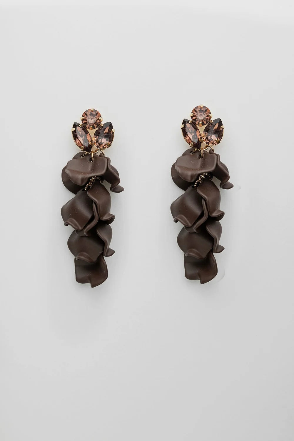 LEAF STONE EARRINGS BROWN