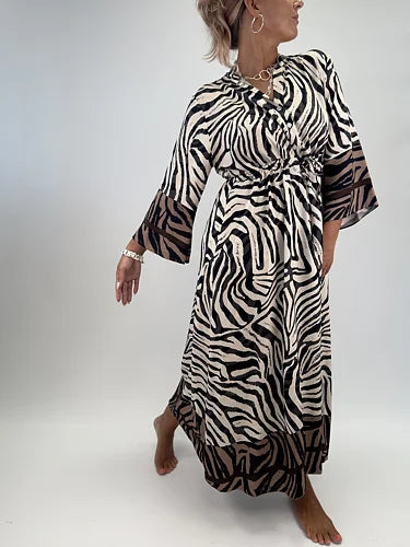 Klara maxi dress zebra grå
