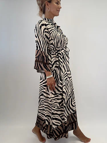Klara maxi dress zebra grå