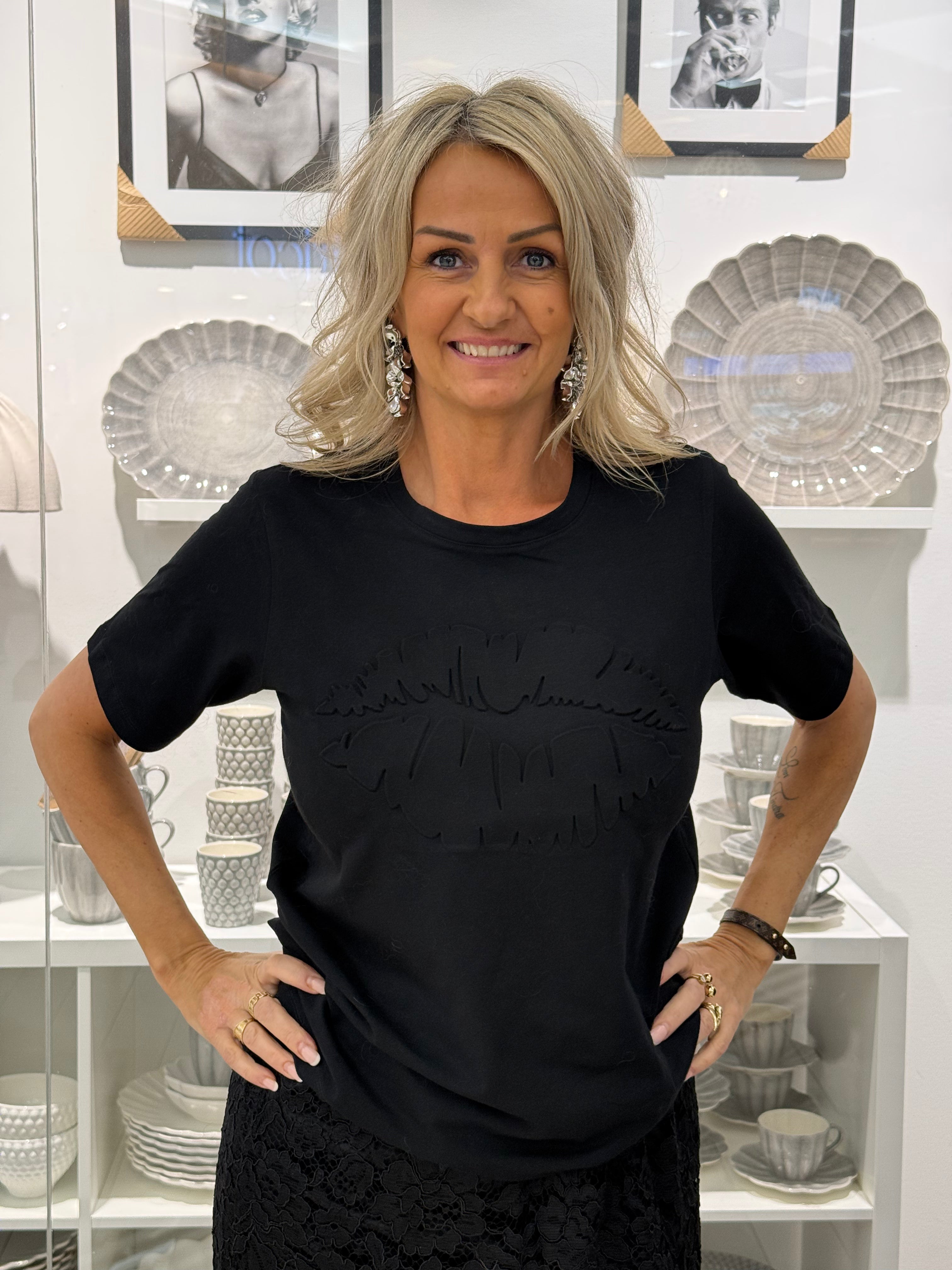 T-shirt 3d läppar - svart