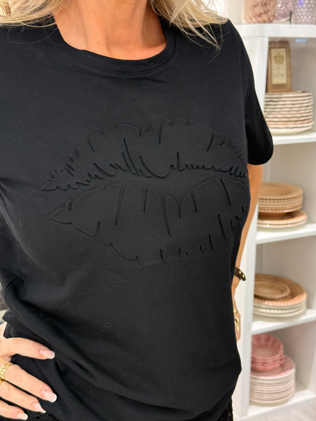 T-shirt 3d läppar - svart