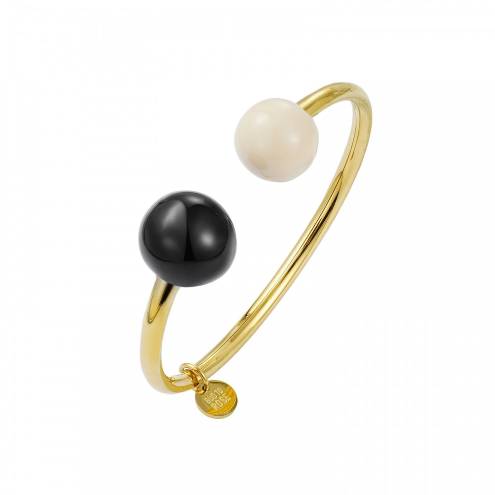 GLOBE ENAMEL BANGLE IVORY/BLACK/GOLD