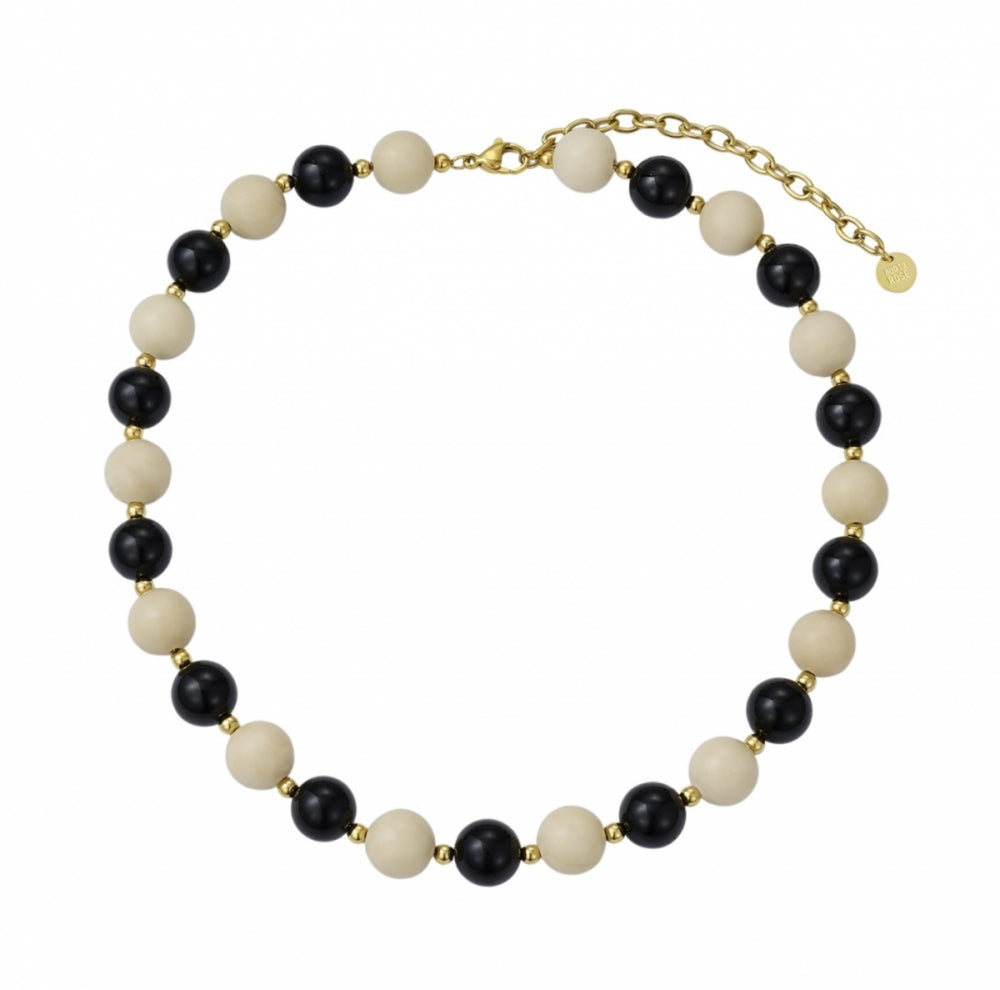 KELLY NECKLACE IVORY/BLACK/GOLD