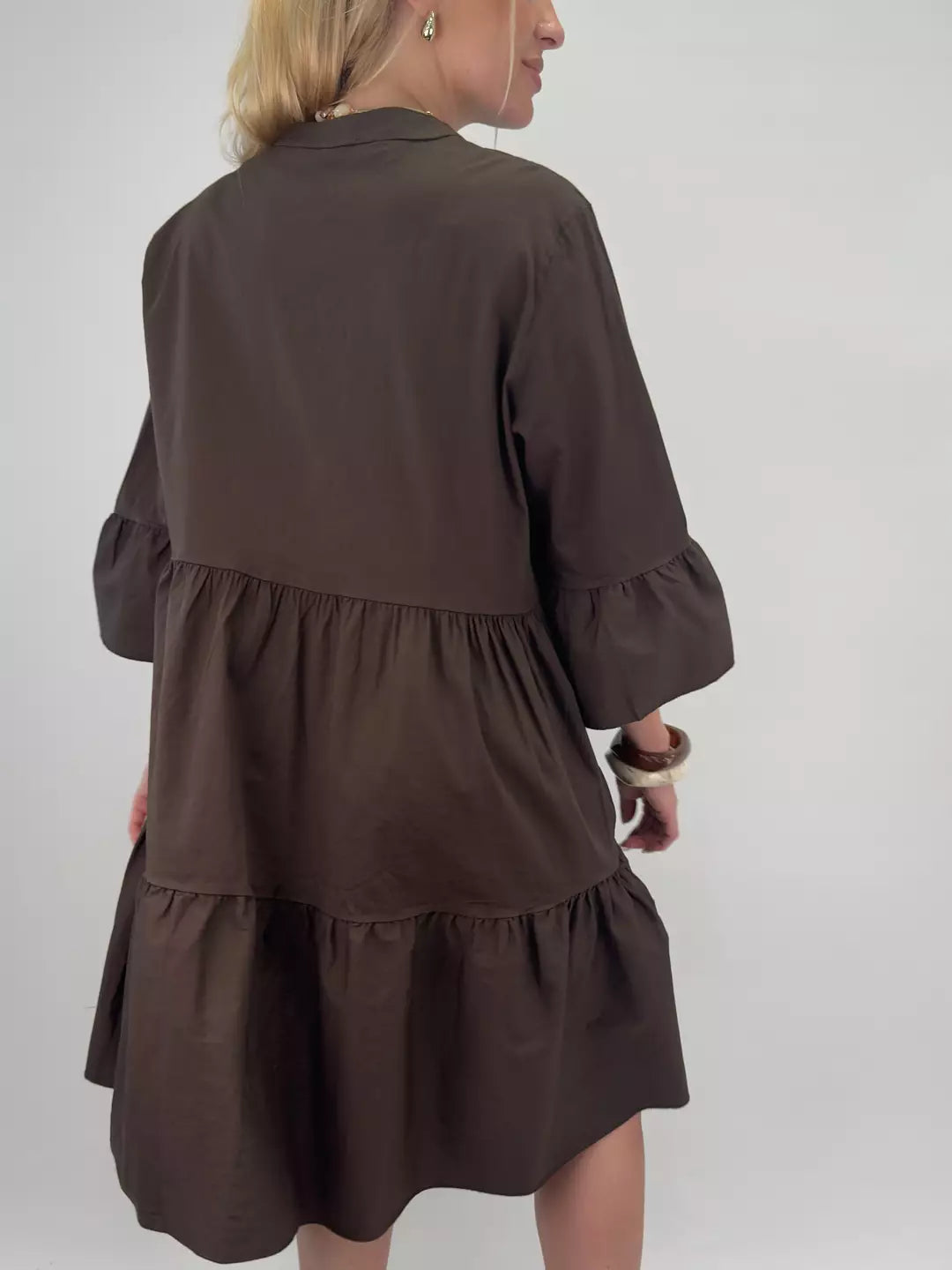 Cotton midi dress brun
