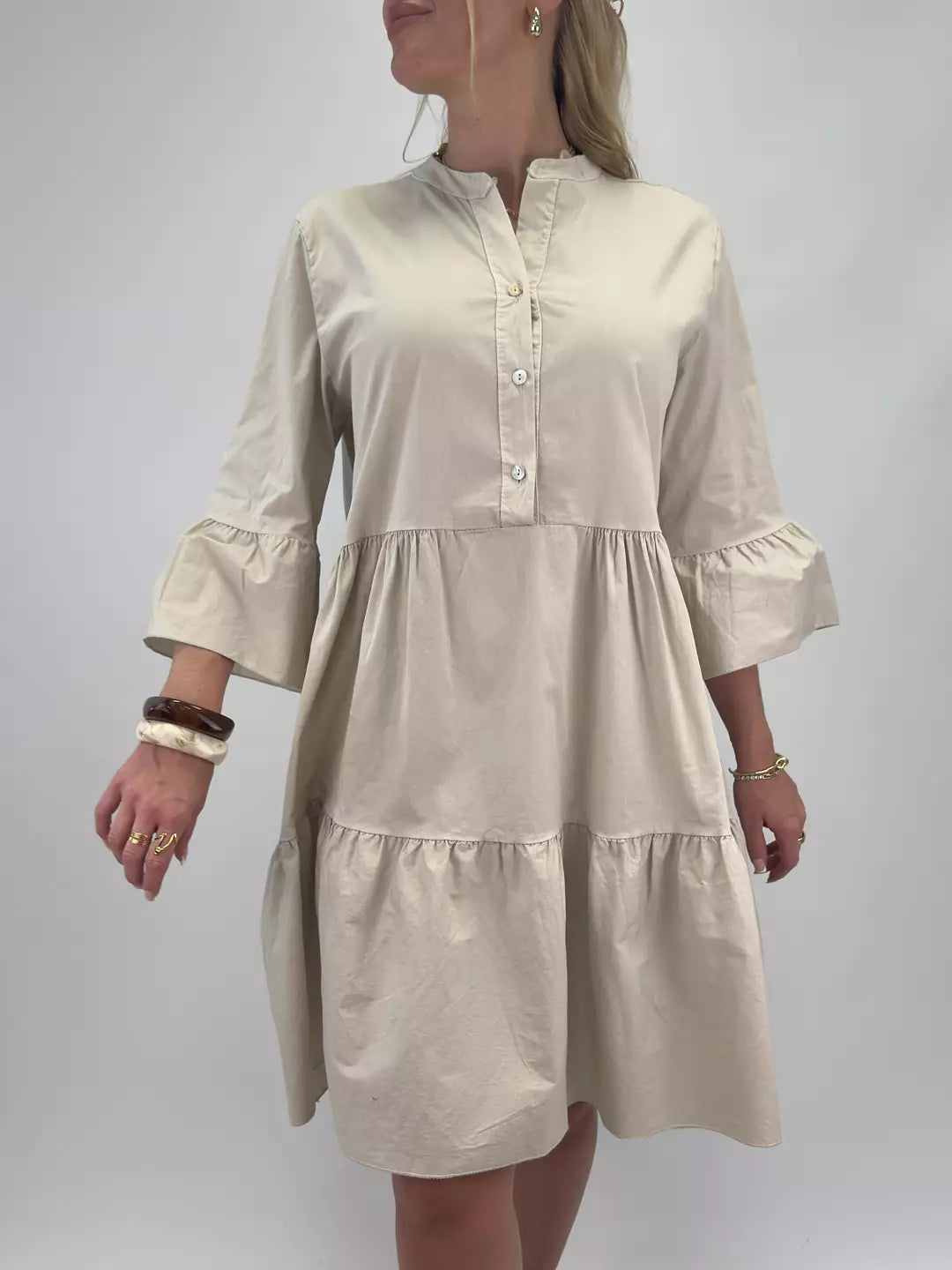 Cotton midi dress beige